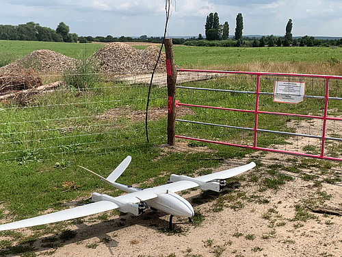 Songbird VTOL UAV before the inspection flight with 100 MP camera