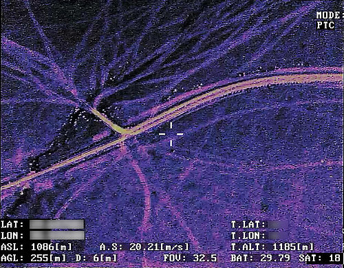 Screenshot from the drone's surveillance camera