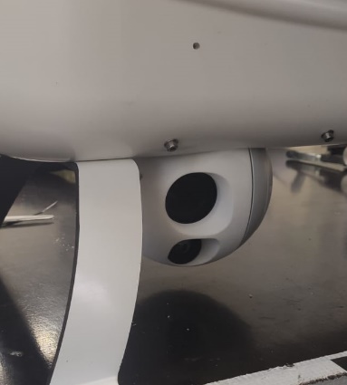 Merio Temis XL EO- and thermal gimbal underneath the UAV's fuselage